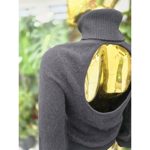 Maeve Anthropologie Cashmere Turtleneck Open Back Sweater Black Small - Picture 2 of 8